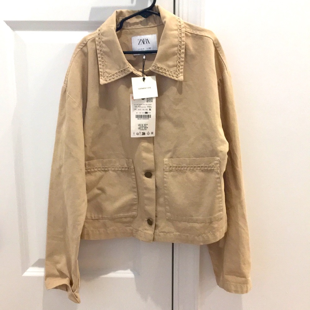 NWT Zara kids beige cropped shirt jacket size 11-12